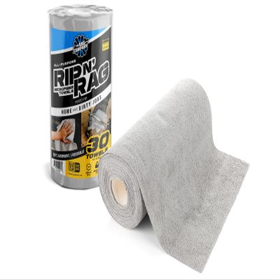 The Rag Company - Rip N' Rag Multi-Purpose Reusable Microfiber Towels for Home, Office, Garage, RV and More - 30 Count Roll - Premium 70/30 Blend - 200gsm