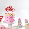 Gyufise 1Pc Valentines Day One Cake Topper Glitter Sweet Heart Valentine's Day 1st Birthday Cake Decorations for Wedding Anniversary Valentine's Day Baby Shower First Birthday Party Supplies Red view 4