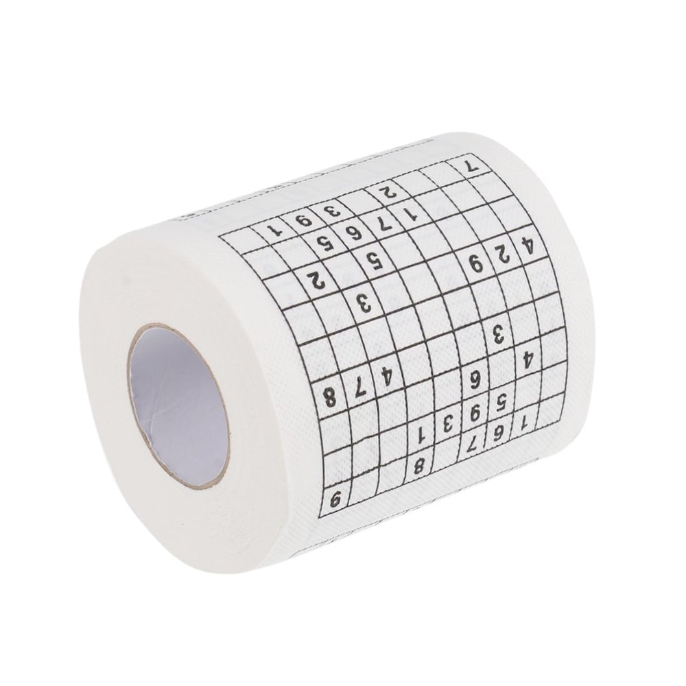 Mobestech Creative Sudoku Tissue Roll Fun Bathroom Accessory Bulk Toilet Paper Printed Paper for Home Cafe Shop Restaurant