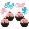 Ephlyn 24Pcs Cupid Boy or Girl Cupcake Toppers Glitter Valentines Day Cupcake Picks Gender Reveal Cake Decoration for Wedding Valentines Party Cake Decor Supplies Blue Pink view 1