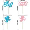 Ephlyn 24Pcs Cupid Boy or Girl Cupcake Toppers Glitter Valentines Day Cupcake Picks Gender Reveal Cake Decoration for Wedding Valentines Party Cake Decor Supplies Blue Pink view 2