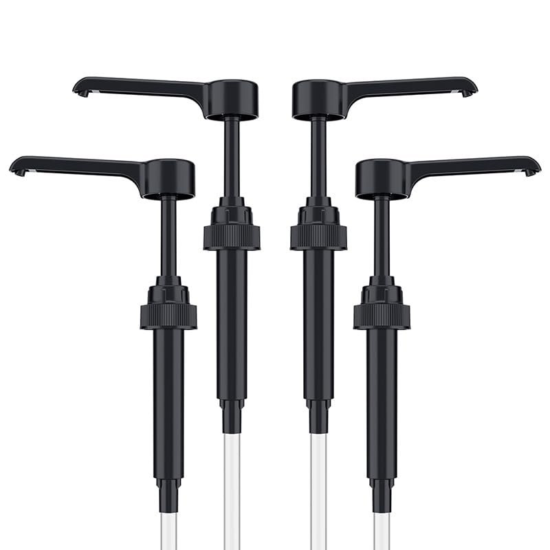 DuBom Syrup Pump 4PCS Long Mouth Jam Syrup Pressing Head Food Grade Syrup Pump Head for Coffee Flavoring Bottles Home Drinking Coffee Bar (black,4PCS)