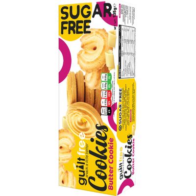 GuiltFree No Added Sugar & Sugar Free Cookies Biscuits Perfect for Diabetic Gift Hamper Basket Occassions (Butter Cookie, 135g)