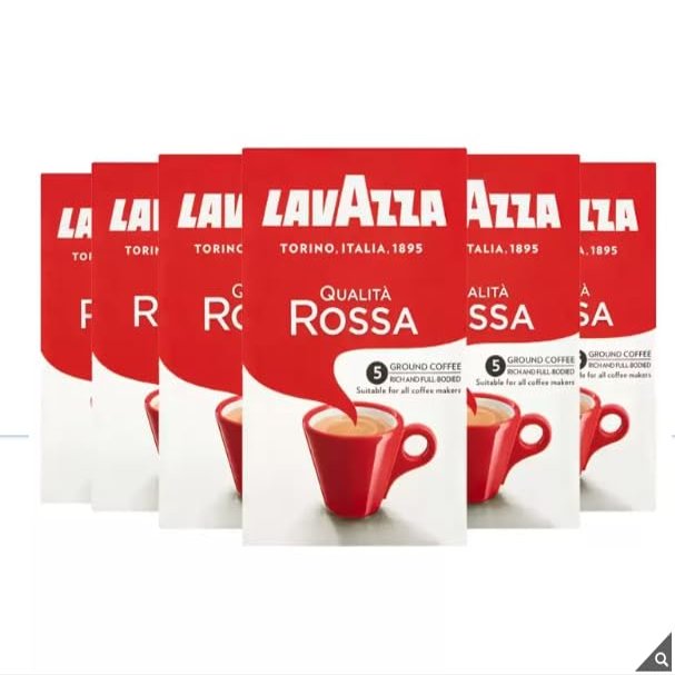 6 x 500 g,Robusta and Arabica beans Lavazza Qualita Rossa Ground Coffee