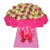 Red flower Chocolate Bouquet Hamper Ferero Personalised Gift Present Box Dairy Milk White Orange Small Large Sweets Candy Flowers Rose Gold Purple Her (Extra large) view 1