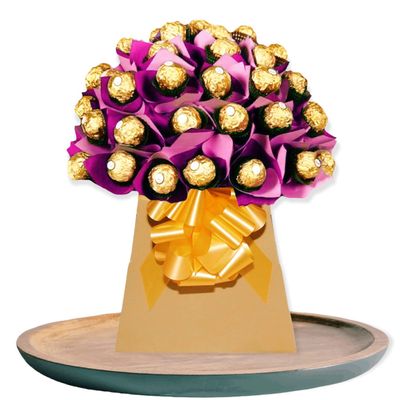 Chocolate Ferraro Rocher Lind Lindor Hamper Gift Box Bouquet Purple Pink White Caramel Fudge Orange Milk Dark Hazlenut Nuts Almond (Large)