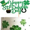 Ercadio 1 Pack Happy St Patrick's Day Cake Toppers Happy St Patrick's Day Cake Picks with Four Leaf Green Hat for st.Patricks Day Birthday Baby Shower Party Cake Decor Supplies view 1