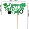 Ercadio 1 Pack Happy St Patrick's Day Cake Toppers Happy St Patrick's Day Cake Picks with Four Leaf Green Hat for st.Patricks Day Birthday Baby Shower Party Cake Decor Supplies view 2