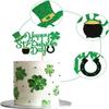 Ercadio 1 Pack Happy St Patrick's Day Cake Toppers Happy St Patrick's Day Cake Picks with Four Leaf Green Hat for st.Patricks Day Birthday Baby Shower Party Cake Decor Supplies view 3