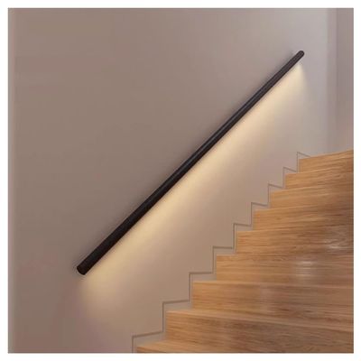 Sxlawesom LED Staircase Handrail, Wall Mount Handrails for Outdoor & Indoor, Non-Slip Stairs Railing Round Staircase Grab Bar (Color : Black, Size : 59"/1.5m)