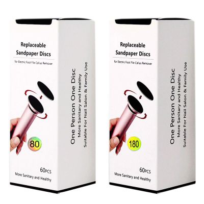 120pcs Foot File Replacement Pads Sandpaper Discs for Electric Hard Skin Callus Remover, Coarse 80 Grit+Fine180 Grit