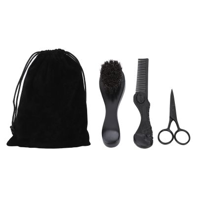 Mens Beard Trimming Scissors Set, Grooming Scissors for Men, Mustache Folding Beard Comb Kit with Storage Bag