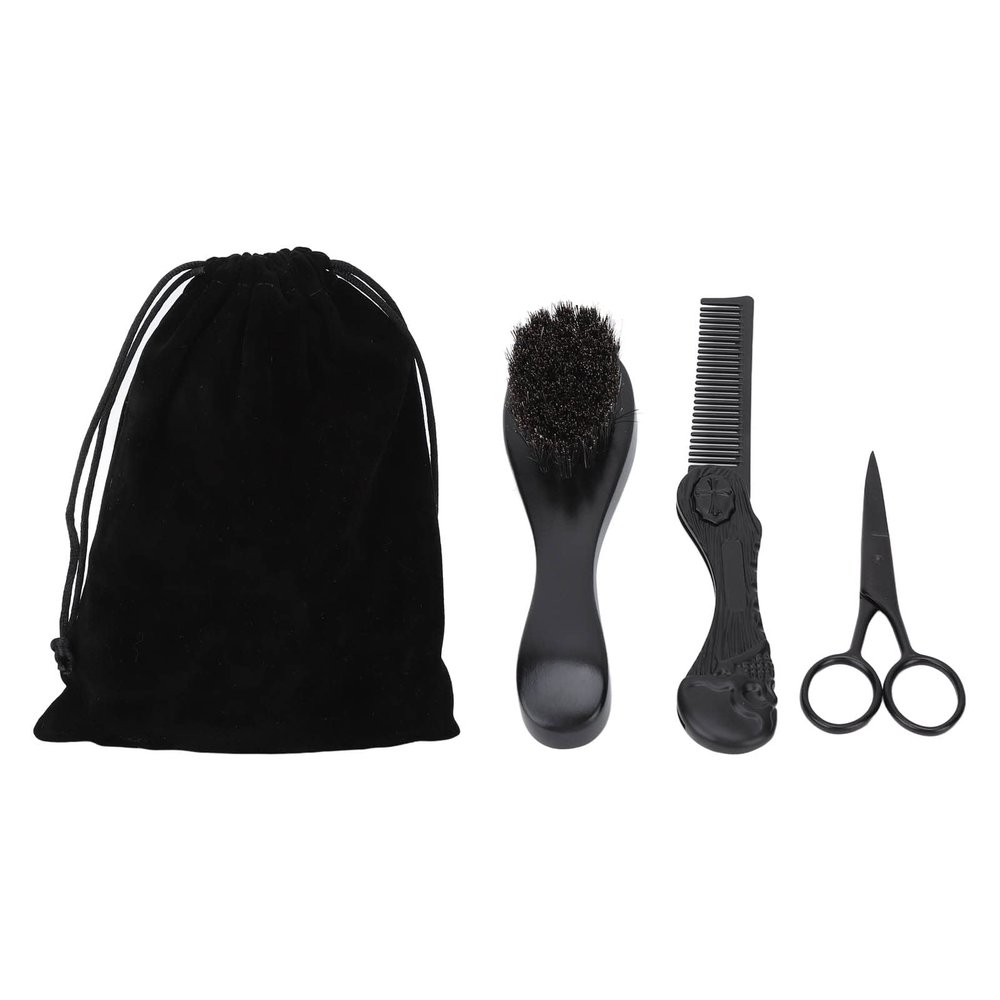 Mens Beard Trimming Scissors Set, Grooming Scissors for Men, Mustache Folding Beard Comb Kit with Storage Bag