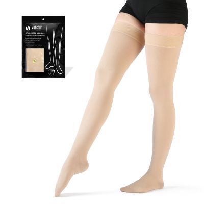VARCOH Compression Stockings for Women, 20-30 mmHg, Beige, XX-Large, Suitable for Varicose Veins, Pregnancy, Elderly, Post-Op, Long Flights