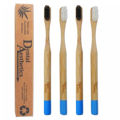 4 x Bamboo Toothbrushes ~ Hard Firm Bristles Smokers Stain Removal