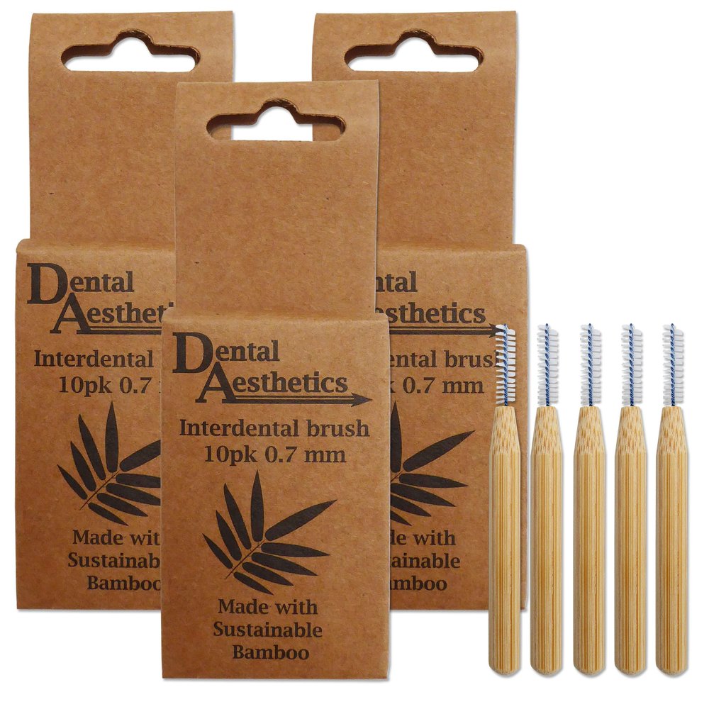 Bamboo Interdental Brushes 3 Packs ~ 10 Brushes Per Pack (0.7mm)
