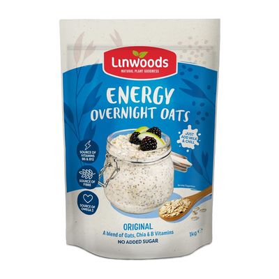 Linwoods Original Energy Overnight Oats | 1kg Porridge Oats | Healthy Breakfast Food | Vegan Friendly & Gluten Free