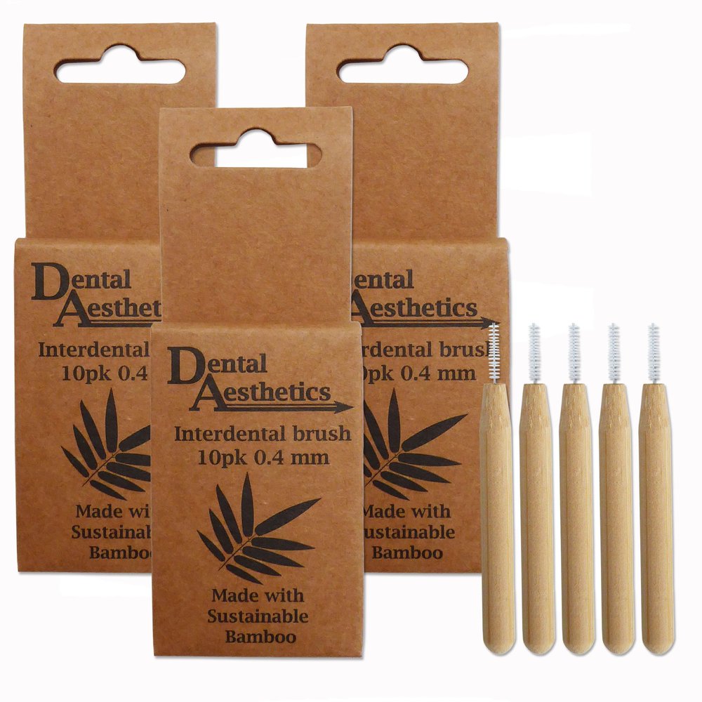 Bamboo Interdental Brushes 3 Packs ~ 10 Brushes Per Pack (0.4mm)