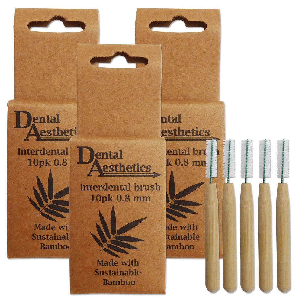Bamboo Interdental Brushes 3 Packs ~ 10 Brushes Per Pack (0.8mm)
