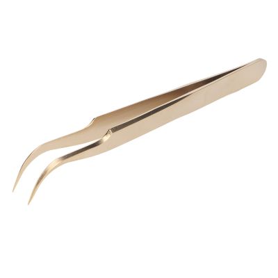 Stainless Steel Eyelash Tweezer, Straight and Curved Tip Tweezers Lash Extension Tweezer Application Eyelash Extension Supplies Nippers for Eyelash Extensions and Nail (Curved