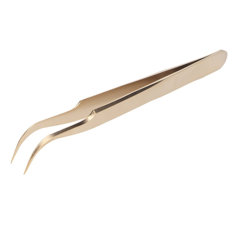Stainless Steel Eyelash Tweezer, Straight and Curved Tip Tweezers Lash Extension Tweezer Application Eyelash Extension Supplies Nippers for Eyelash Extensions and Nail (Curved