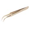 Stainless Steel Eyelash Tweezer, Straight and Curved Tip Tweezers Lash Extension Tweezer Application Eyelash Extension Supplies Nippers for Eyelash Extensions and Nail (Curved view 1