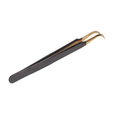 Stainless Steel Eyelash Extension Tweezers, Lash Tweezers Straight Curved Volume Individual False Lashes Extension Tweezers Precision Curved Boot Angled Tips (Curved Tweezers)