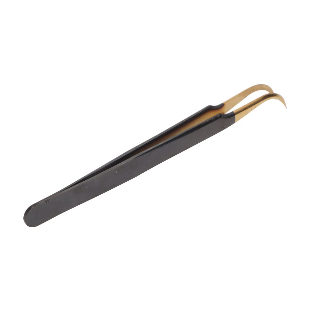 Stainless Steel Eyelash Extension Tweezers, Lash Tweezers Straight Curved Volume Individual False Lashes Extension Tweezers Precision Curved Boot Angled Tips (Curved Tweezers)