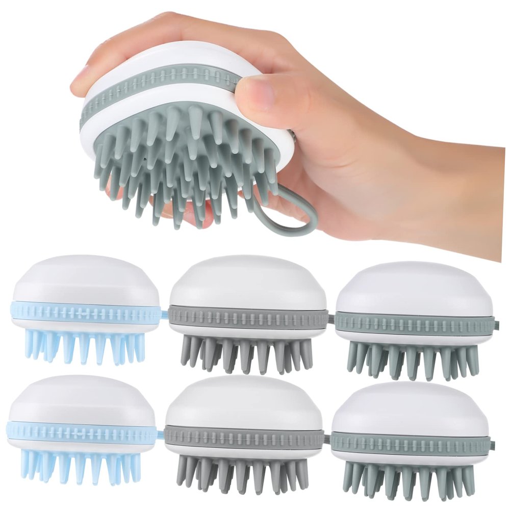 WOFASHPURET 6pcs Scalp Massage Brush for Home and Travel Includes Scalp Exfoliator in Blue Green and Grey Colors for Daily Use