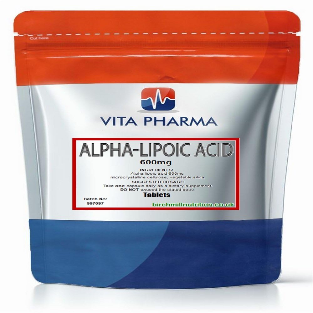 VITA PHARMA Alpha Lipoic Acid 600mg 120 Tablets | Daily Antioxidant & Energy Support