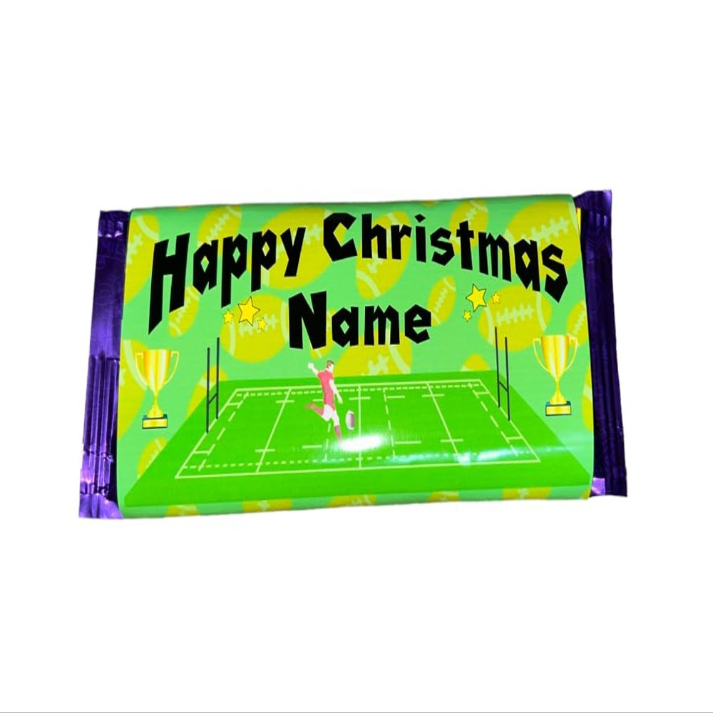 Personalised Christmas Rugby Chocolate Bar