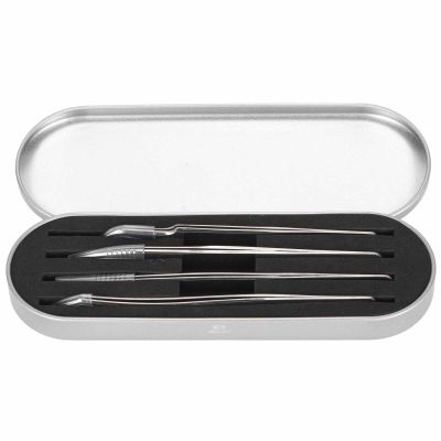 Eyelash Extension Tweezers Set, Eyelash Extension Tweezers Professional for Beauty Salon (Silver Metal)