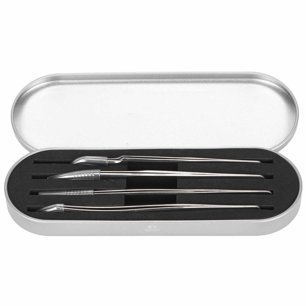 Eyelash Extension Tweezers Set, Eyelash Extension Tweezers Professional for Beauty Salon (Silver Metal)