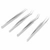 Eyelash Extension Tweezers Set, Eyelash Extension Tweezers Professional for Beauty Salon (Silver Metal) view 3
