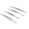 Eyelash Extension Tweezers Set, Eyelash Extension Tweezers Professional for Beauty Salon (Silver Metal) view 4