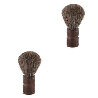 DOITOOL 2pcs Natural Wooden Handle Boar Bristles Beard Mustache Brush for Men Facial Hair Care Wet Shaving
