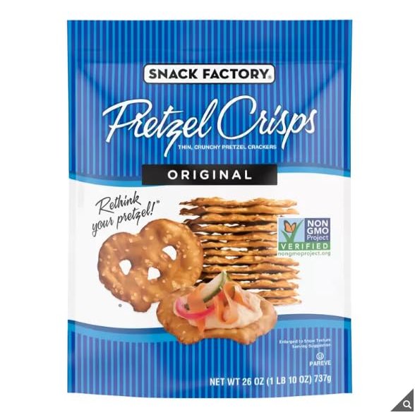 Snack Factory Pretzel Crisps Original, Snack Factory Pretzel Crisps Original Knots Thin Crunchy Cracker Snack Pack, 737g