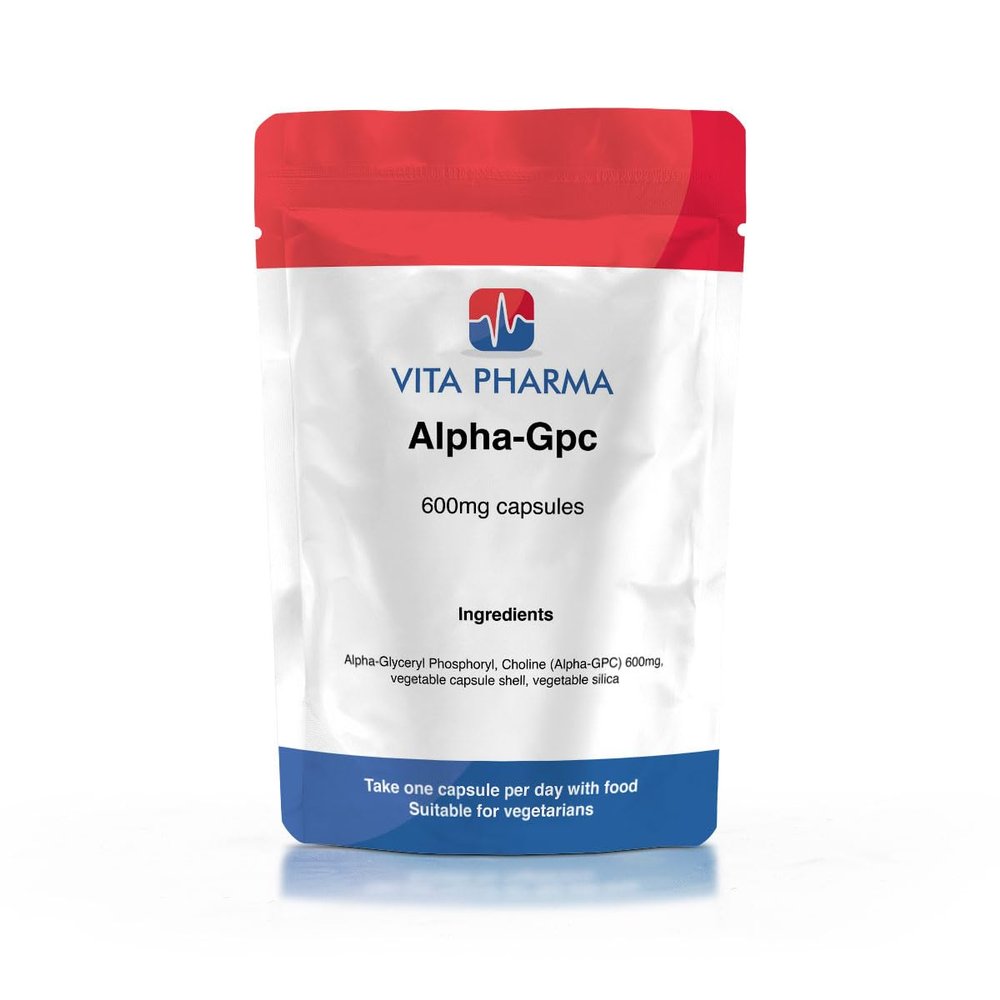 VITA PHARMA Alpha-Gpc 600mg 30 Capsules, Focus & Mental Clarity, Cognitive Performance, Memory & Brain Power