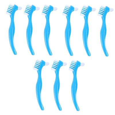 PartyKindom 9pcs Denture Brush Head Denture Cleaning Brush for False Teeth Plaque Removal Double-Sided Toothbrush