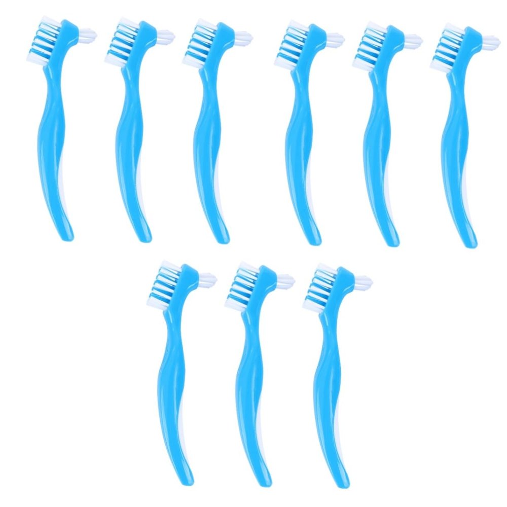 PartyKindom 9pcs Denture Brush Head Denture Cleaning Brush for False Teeth Plaque Removal Double-Sided Toothbrush