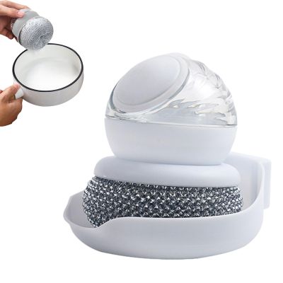Uitseld Soapbar Dispensing Dish Brush - Pressing Dish Scrub Brush,Scrub Brush for Cleaning Dishes, Kitchen, Bathroom and Household, Dish Scrubber Brush for Pots, Pans, Counter