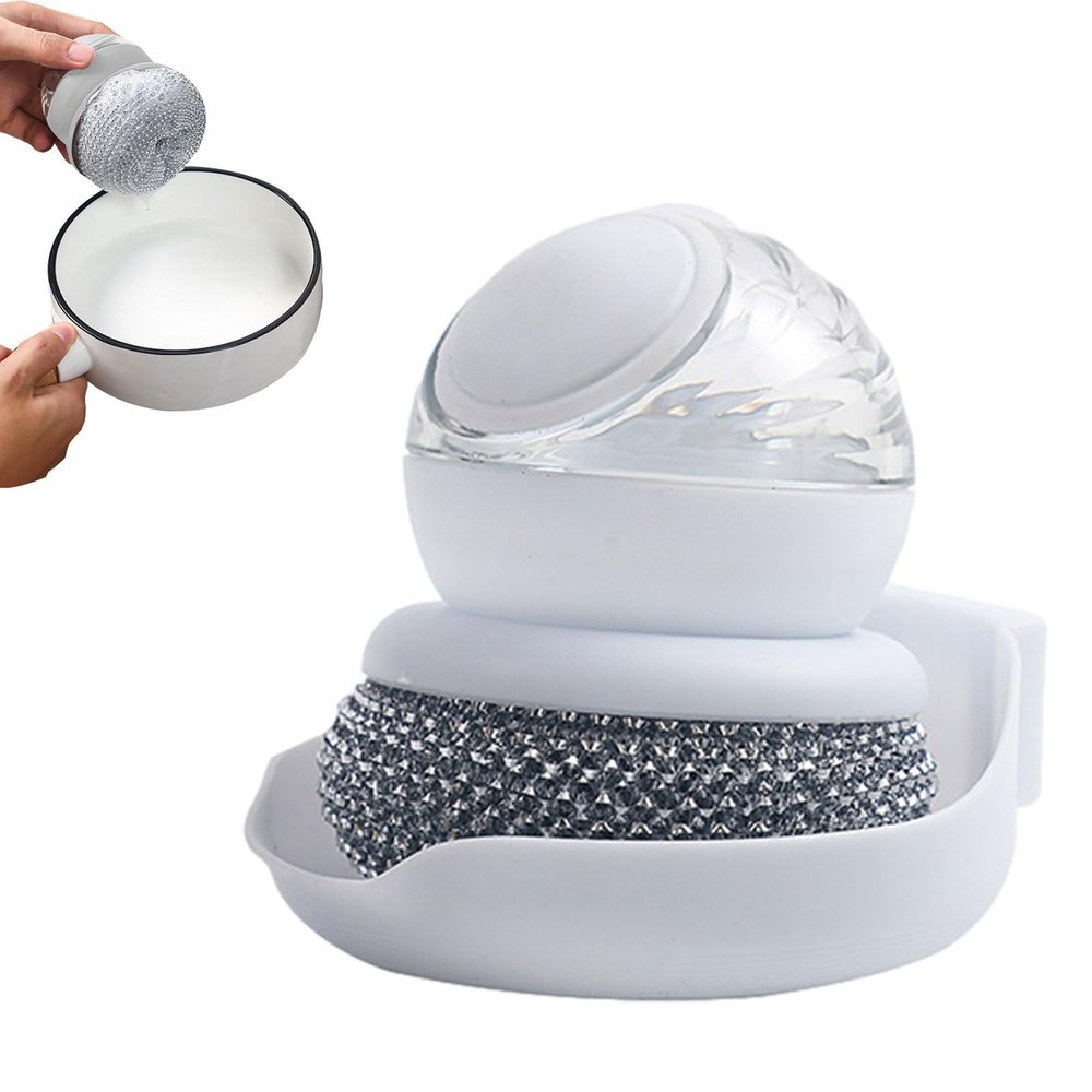 Uitseld Soapbar Dispensing Dish Brush - Pressing Dish Scrub Brush,Scrub Brush for Cleaning Dishes, Kitchen, Bathroom and Household, Dish Scrubber Brush for Pots, Pans, Counter