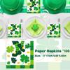 100 Pcs St Patricks Party Napkins St Patricks Paper Napkins St. Patrick's Day Paper Napkins Green Clover Disposable Dinner Napkins for Irish Holiday Saint Patrick's Party Supplies, Classic view 3