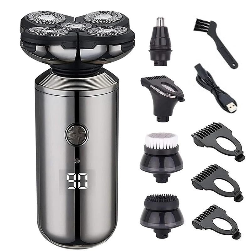 Electric Razor for Men, 5 in 1 Electric Shaver Men Beard Trimmer IPX6 Waterproof Shaving Machine USB Charging Razor Clipper Multifunction Grooming Kits