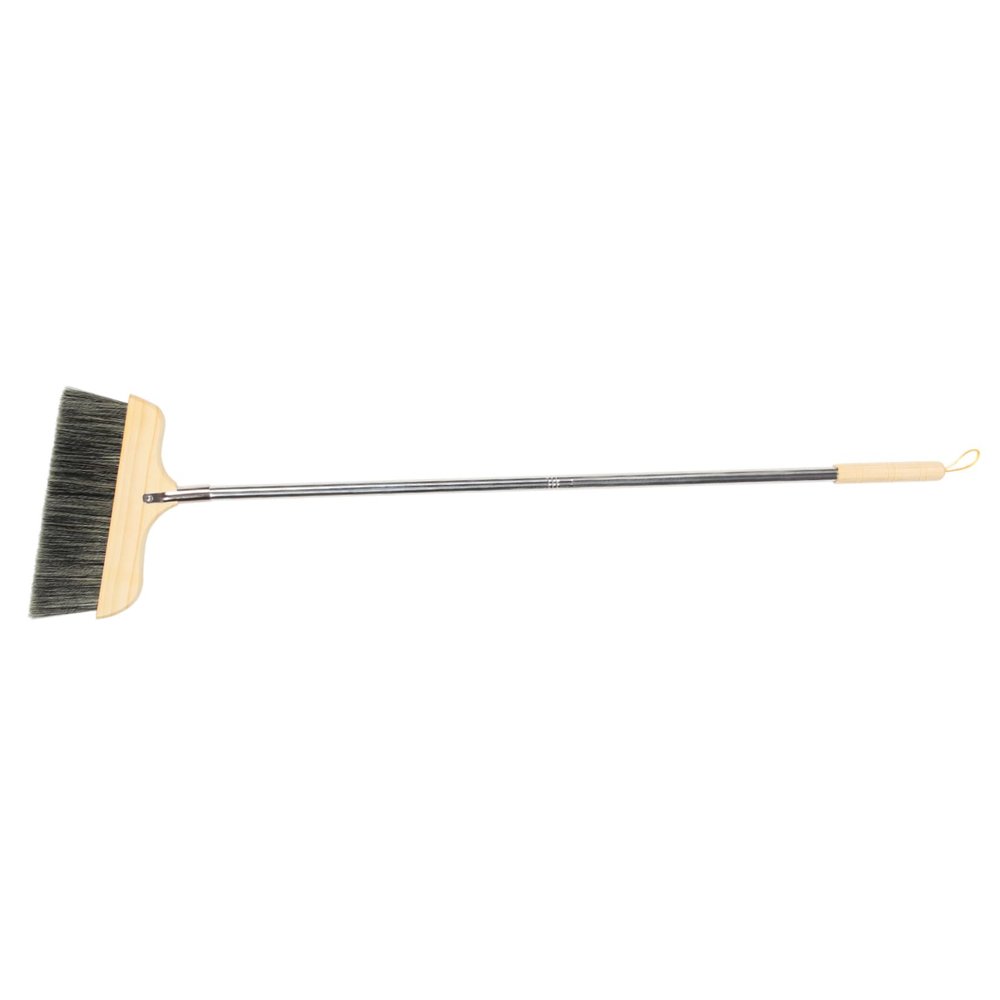 OUNONA Soft Bristle Household Broom with Long Stainless Steel Handle Wooden Bristle Floor Sweeping Brush for Indoor Cleaning Anti-static Carpet and Hard Floor Brush