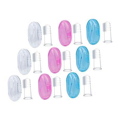 Mobestech Silicone Baby Finger Toothbrush 9pcs Set with Storage Box Infant Oral Cleaning Brush Teeth Cleaner Gum Massager for 0-3 Years Old