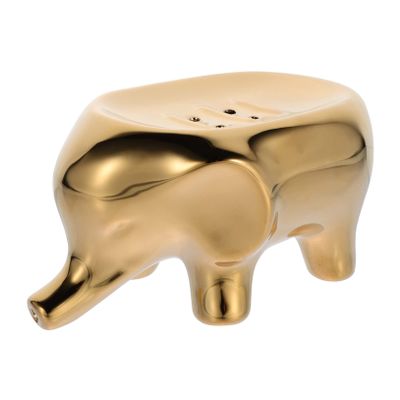 IMIKEYA Ceramic Elephant Soap Dish Drainer Self Draining Soap Holder Bathroom Supply