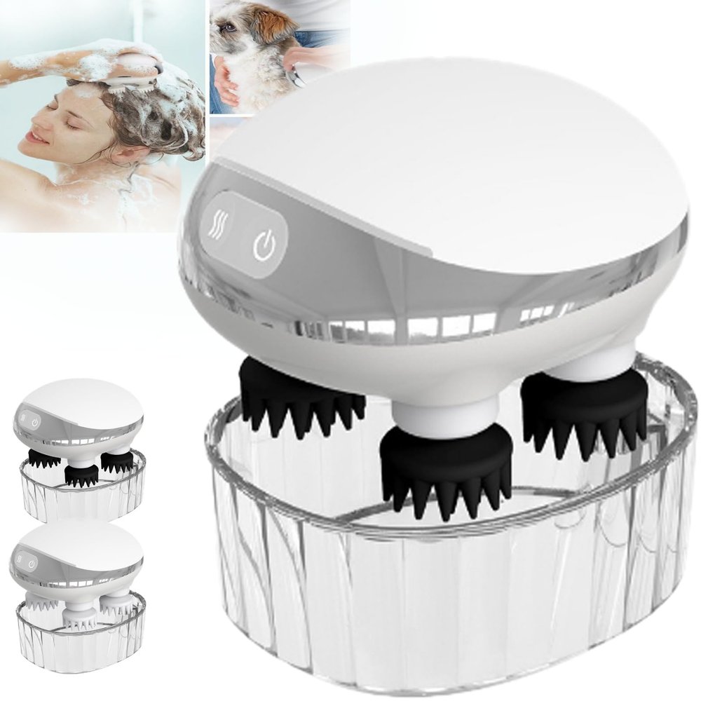 Amalfi - Scalp Massager, Amalfi Scalp Massager Hair Growth, Head Massager Scalp Stress Relax, Silicone Scalp Massager Handheld USB Charging Portable Waterproof (EMS Pulse Vibration)