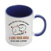 Anniversary Mug, Roses are Red, Foxes are Clever, I Like Your Butt, Valentine's Day Gift, Inside Coloured Coffee, Tea Mug. (Navy Blue) view 1