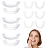 3 Pairs False Teeth, VEGCOO Clip in Veneer Teeth Instant Veneers Dentures Fake Tooth Braces, False Teeth Clip on Veneer Top and Bottom, Whitening Veneers Tooth Top and Bottom Set for Men Women view 1